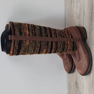 Sbicca Vintage Collection Leather Knit  Santa Fe Boho Earthy Tall Boot Sz 7.5